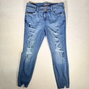 Torrid Jeggings Womens 18 Reg Blue Jeans Feel the‎ Fit Stretch Distressed Edgy